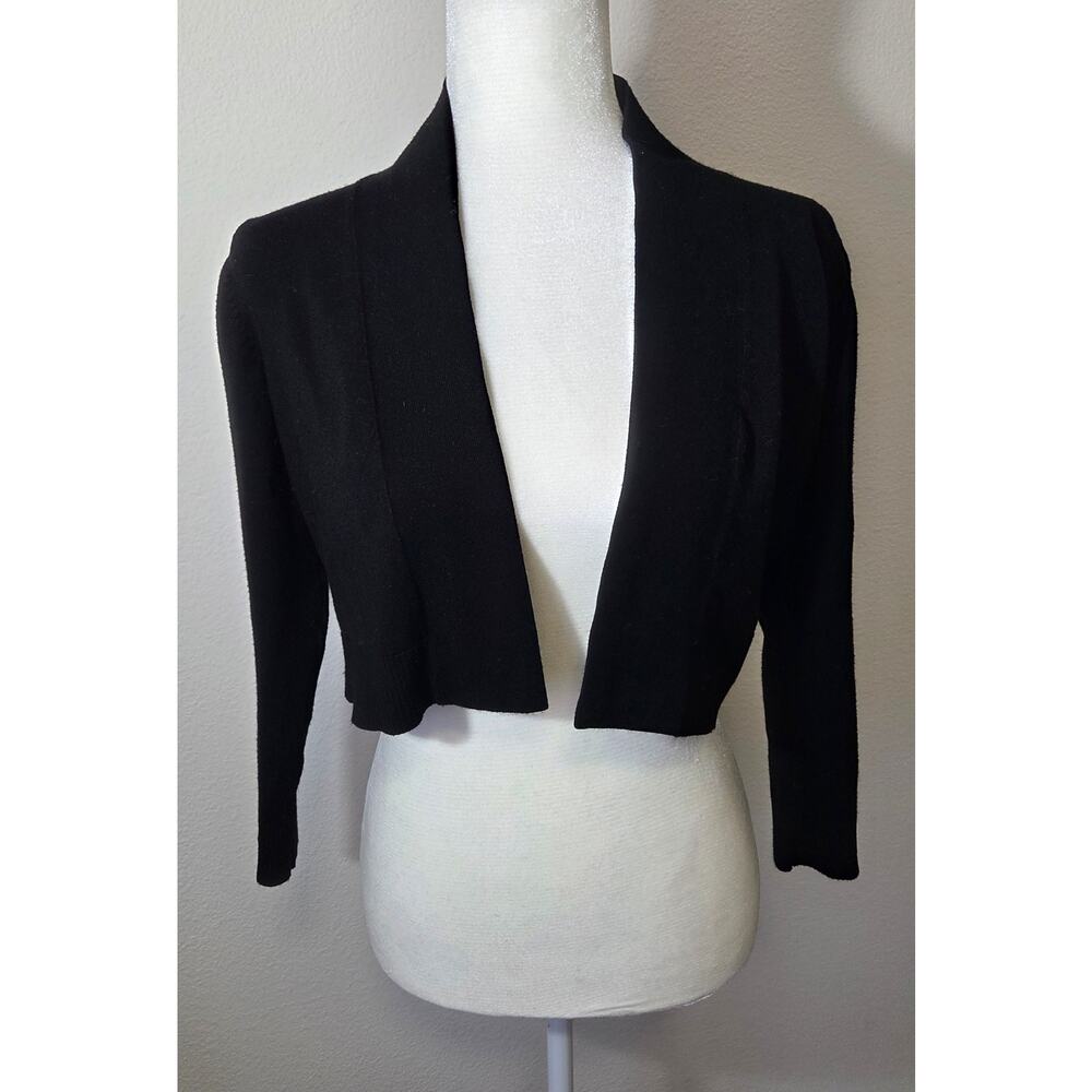Calvin Klein Black Crop Long Sleeve Open Cardigan Woman's Size Small